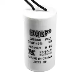 HQRP - 20 uF 450 V AC Motor Run Capacitor Wire Lead CBB60 Cylinder for HVAC Blower Compressor Pump
