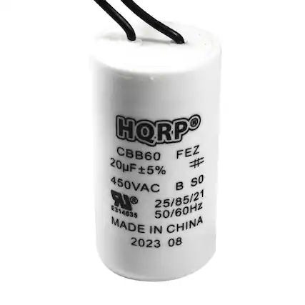 HQRP
CBB60 FEZ
20µF ±5%
450VAC
B S0
25/85/21
50/60Hz
MADE IN CHINA
2023 08
E314635