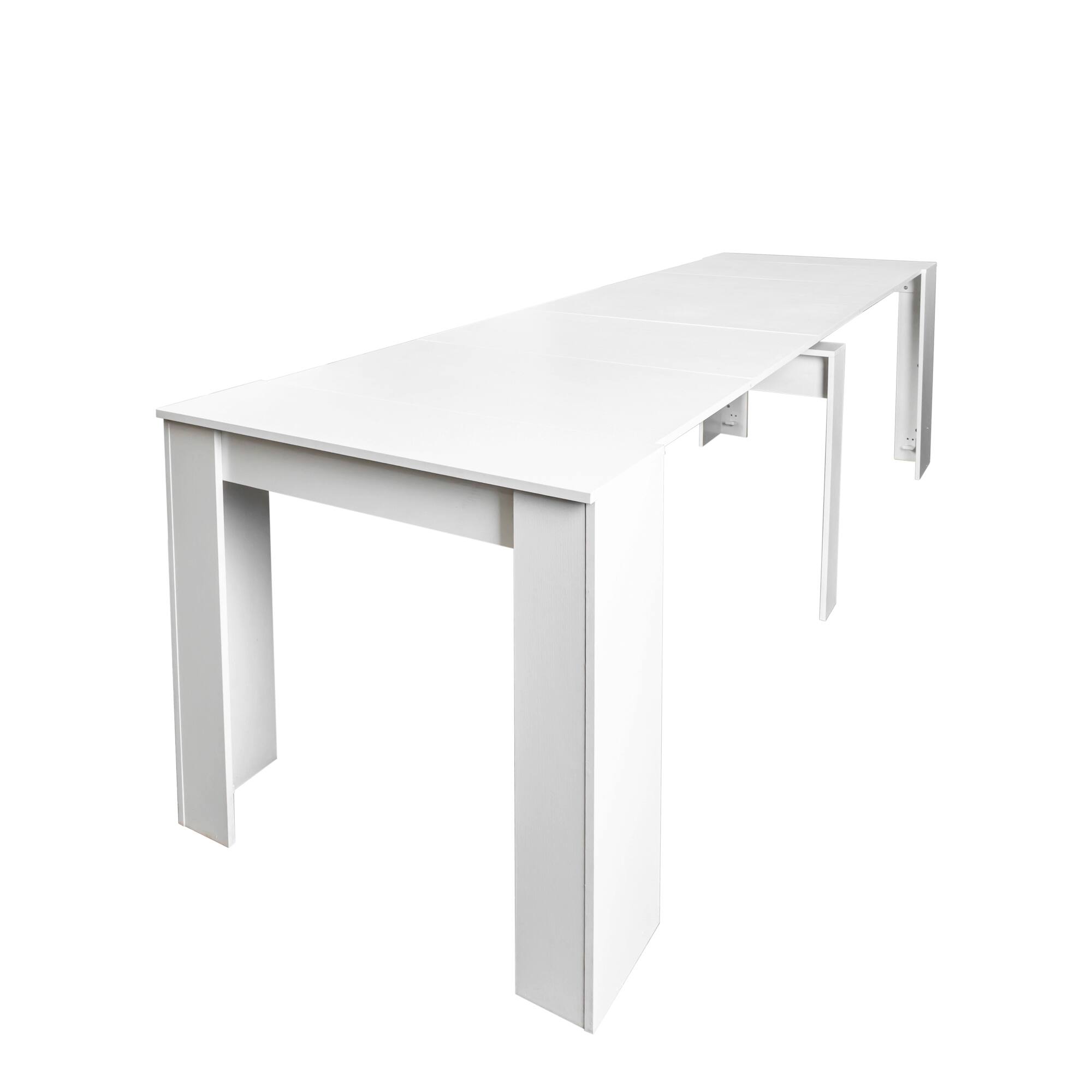 Left. Tiramisubest - Multifunctional extendable console dining table, White - White.