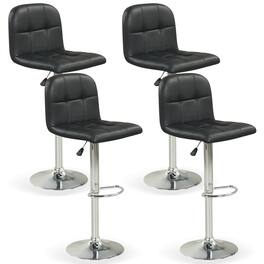 Gymax - Swivel Bar Stools Set of 4 w/ Backrests Footrests & Metal Base for Kitchen - Black