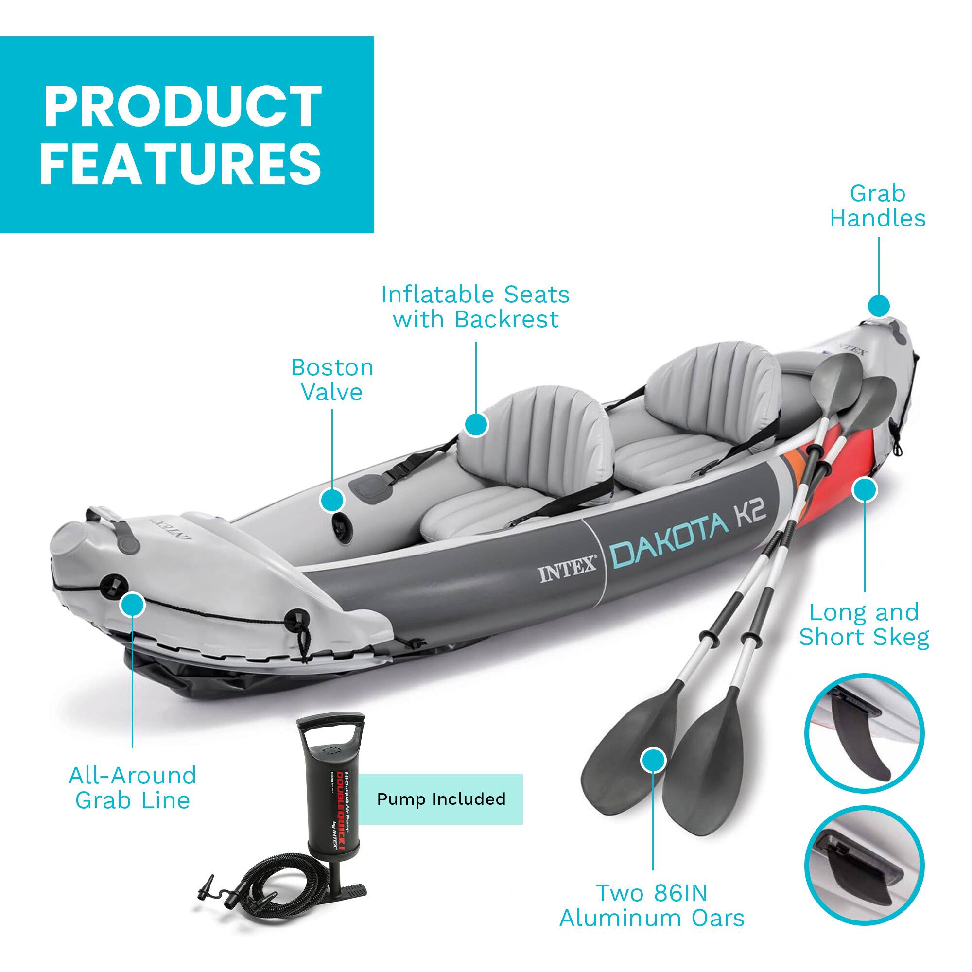 PRODUCT FEATURES

- Grab Handles
- Inflatable Seats with Backrest
- Boston Valve
- All-Around Grab Line
- Pump Included
- Two 86IN Aluminum Oars
- Long and Short Skeg