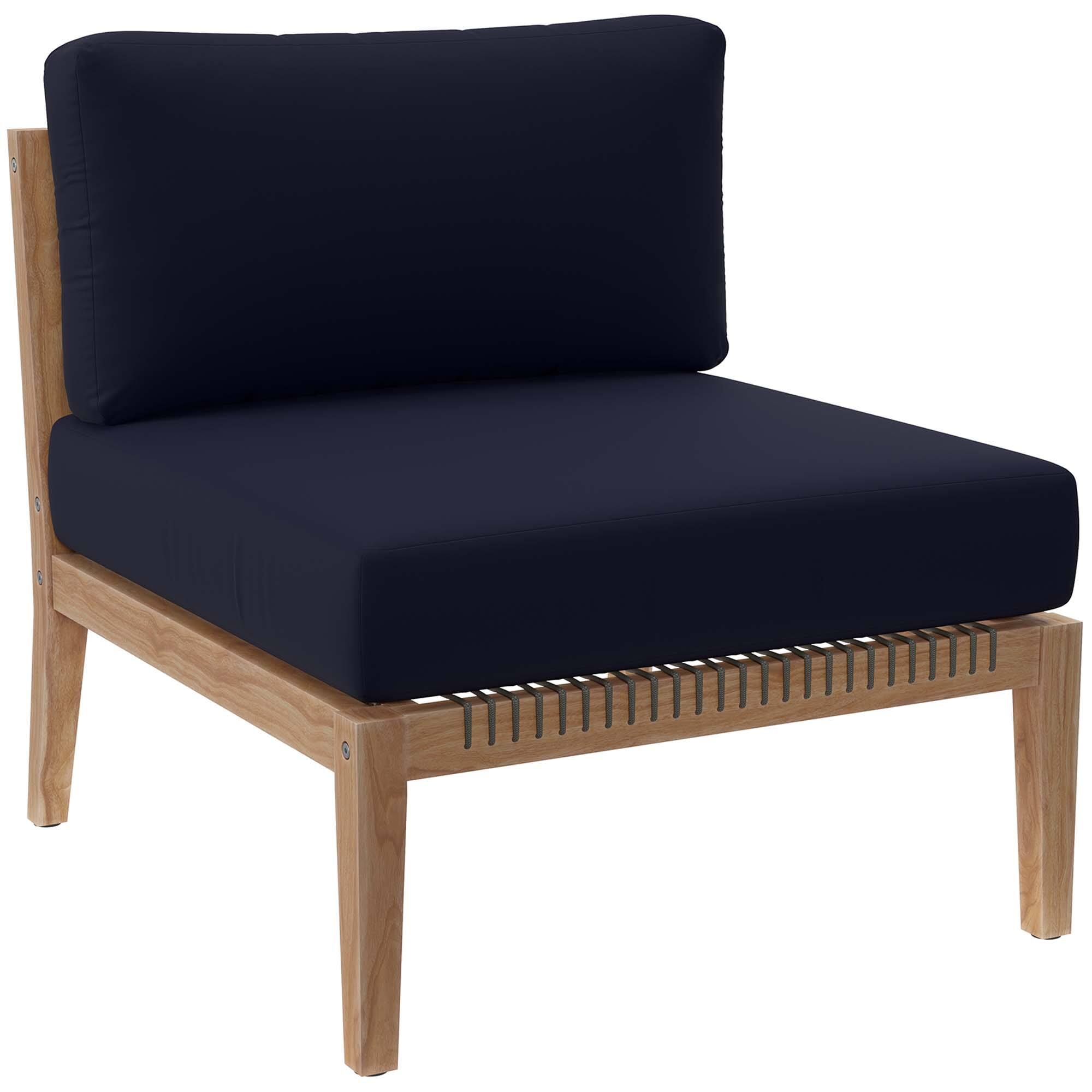 Alt View 3. Modway - Clearwater 5-Piece Outdoor Teak Wood Sectional Sofa - Gray Navy.