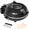 Front. Topteng - 12 Inch Countertop Electric Pizza Oven - 800°F Fast Cooking, Removable Ceramic Stone & Viewing Window - Black.