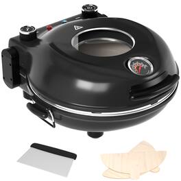 Topteng - 12 Inch Countertop Electric Pizza Oven - 800°F Fast Cooking, Removable Ceramic Stone & Viewing Window - Black