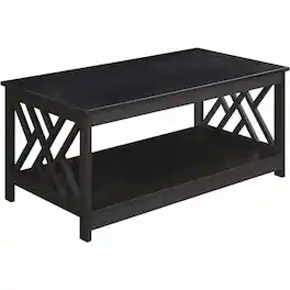FurniFact - Coffee Table with Shelf MDF Construction Sturdy Storage Design - Espresso