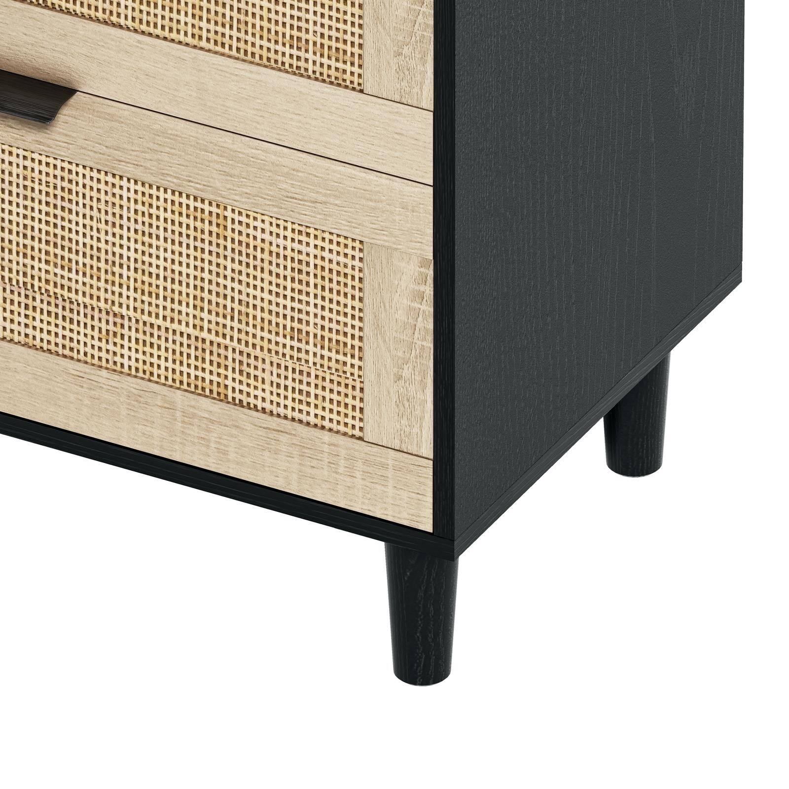 Alt View 6. Spaco - Spaco 51" Rattan 6-Drawer Dresser, Metal Handle, Wood Legs Storage Cabinet for Bedroom, Living Room, Hallway - Black.