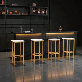 Hivvago - 26-Inch Bar Stool with Metal Legs and Footrest -Set of 4 - White