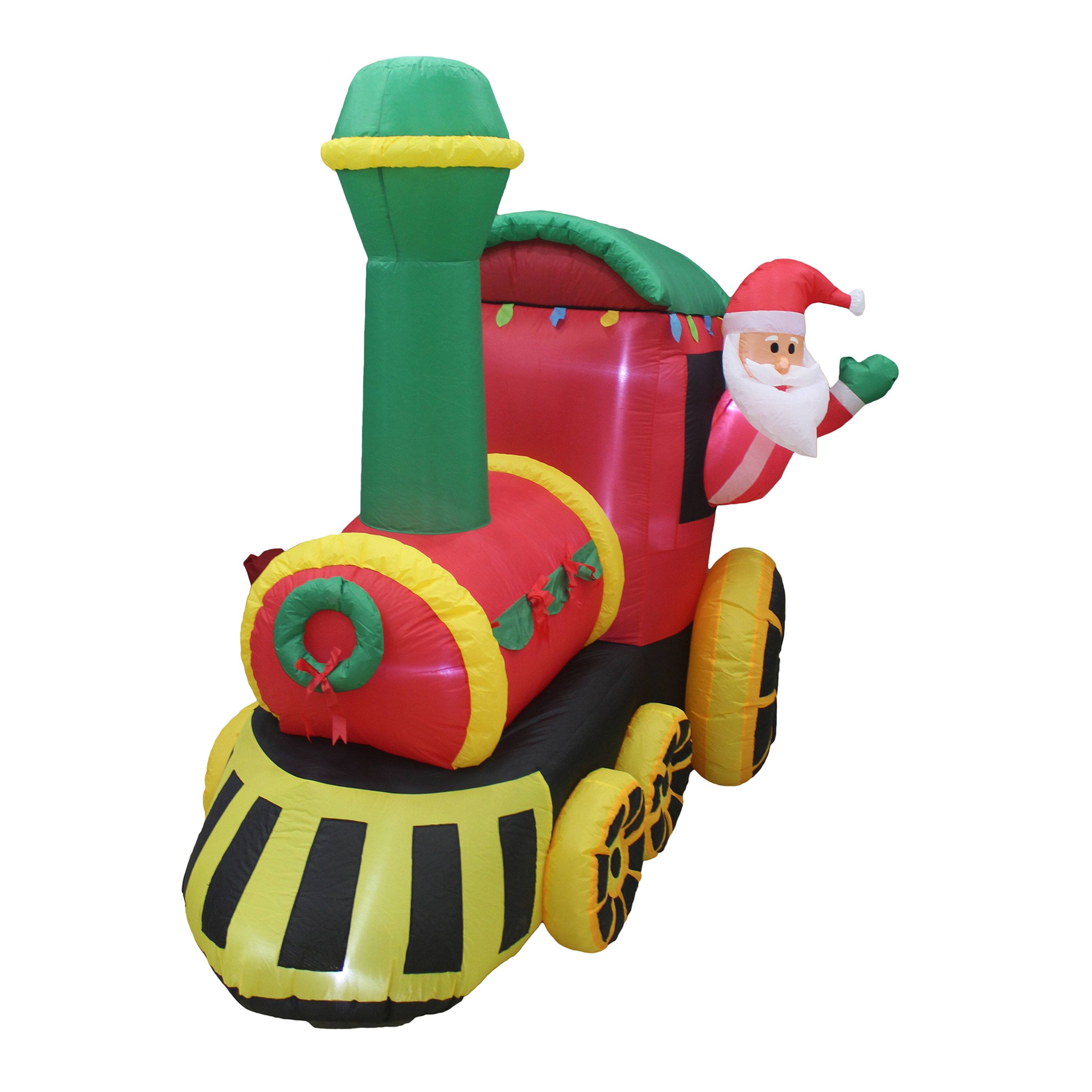 Alt View 1. A Holiday Company - A Holiday Company 6.5 Ft Tall Inflatable Santa Holiday Train Lawn Decoration - Multicolor.