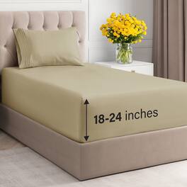 CGK Linens - Extra Deep Pocket 4 Piece Sheet Set - Soft Bed Sheets, Fits 18"-24" Mattresses - Twin XL - Beige