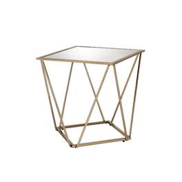 Manhattan Lane - End Table with Mirror Top and Open Geometric Base - Gold