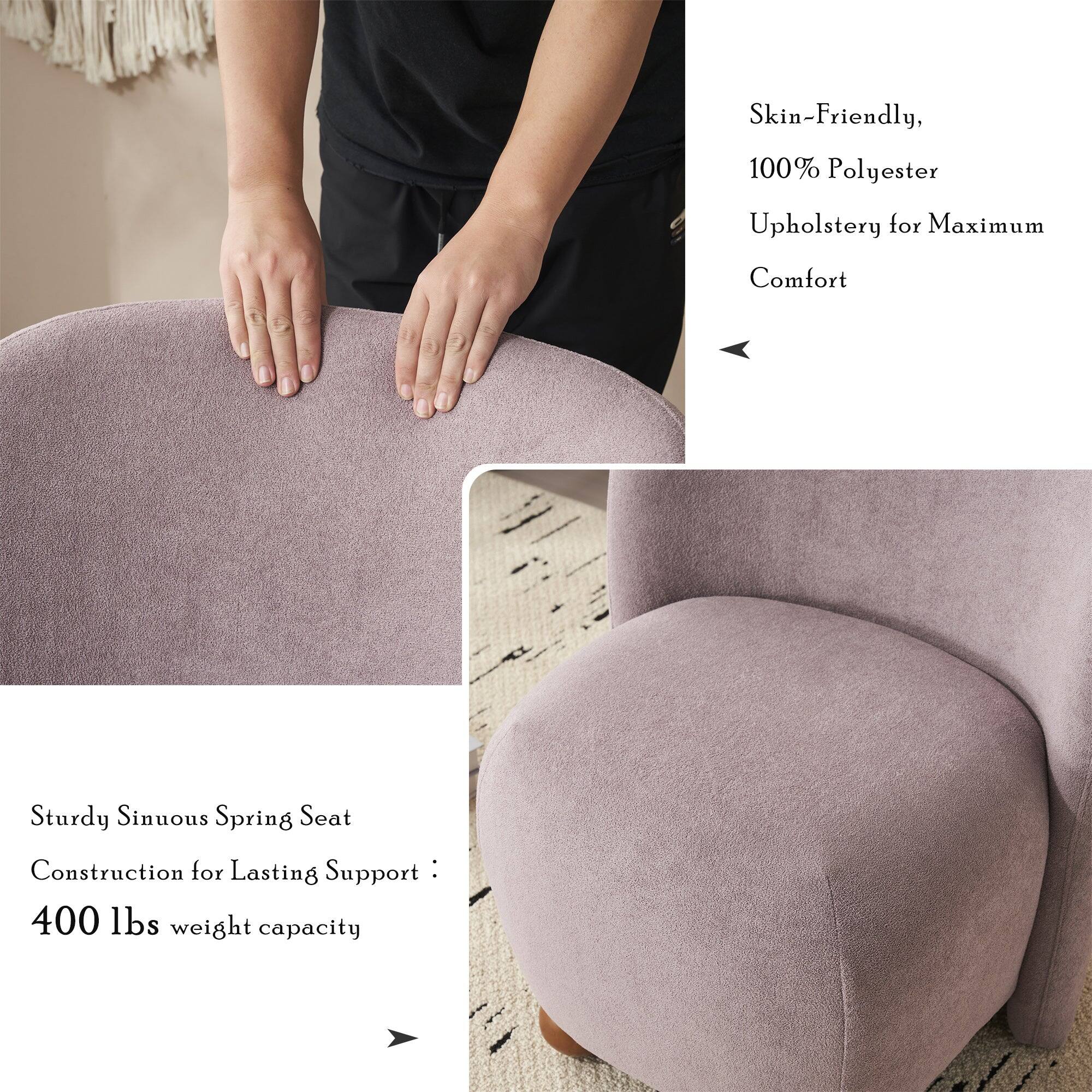 Skin-Friendly,  
100% Polyester Upholstery for Maximum Comfort

Sturdy Sinuous Spring Seat Construction for Lasting Support:  
400 lbs weight capacity