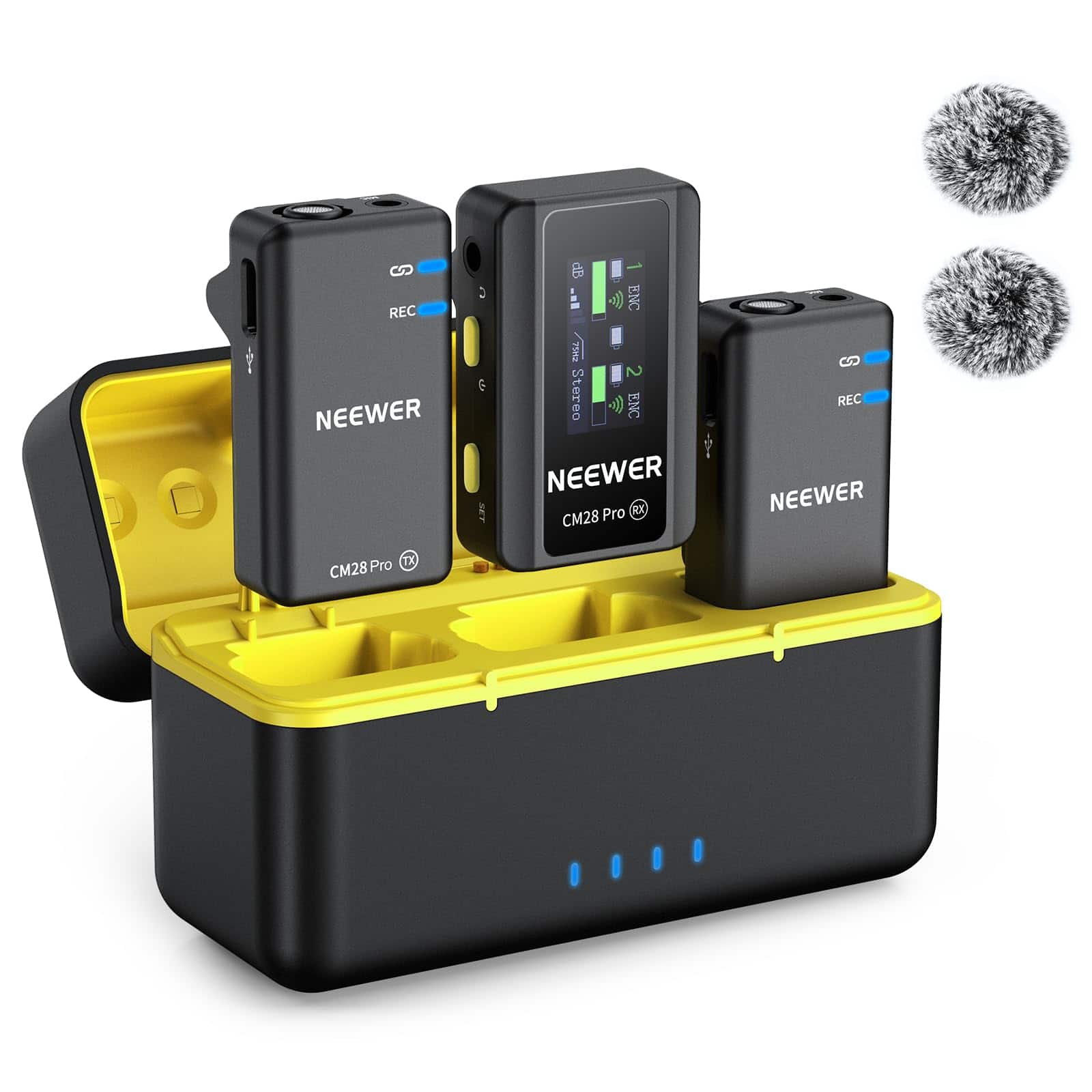 Neewer - CM28 PRO Wireless Lavalier Mic System - with Charging Case & Noise Canceling for iPhone/Android