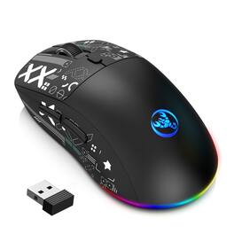 SKRAN - Wired/2.4G/BT 3-Mode Wireless Mouse, RGB Gaming Mouse - Easy-to-Use for Office, Gaming, Home (Laptop/PC Users) - Wireless - Black