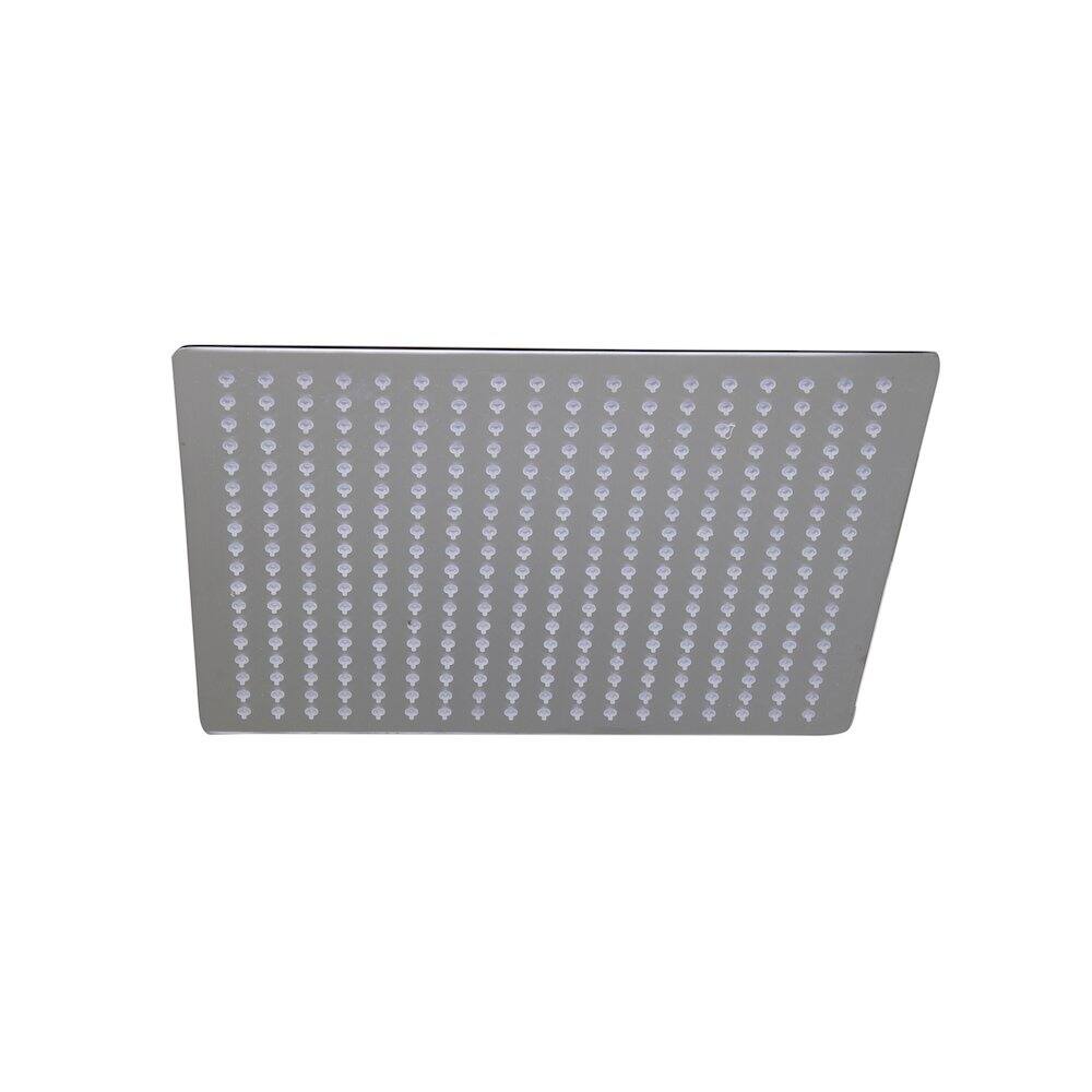 Back. Alfi - Solid Brushed Stainless Steel 16" Square Ultra Thin Rain Shower Head - Stainless Steel.