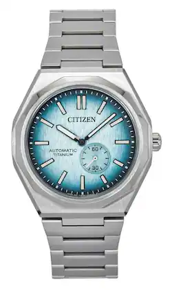 Citizen - Zenshin 60 Super Titanium Dial Automatic NK5020-58L 100M Men's Watch - Light Blue