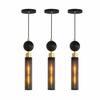Front. RYHNUYNE - Modern Black Wrought Iron Pendant Light with Adjustable Cord for Kitchen Island, Dining Room, and Living Room.