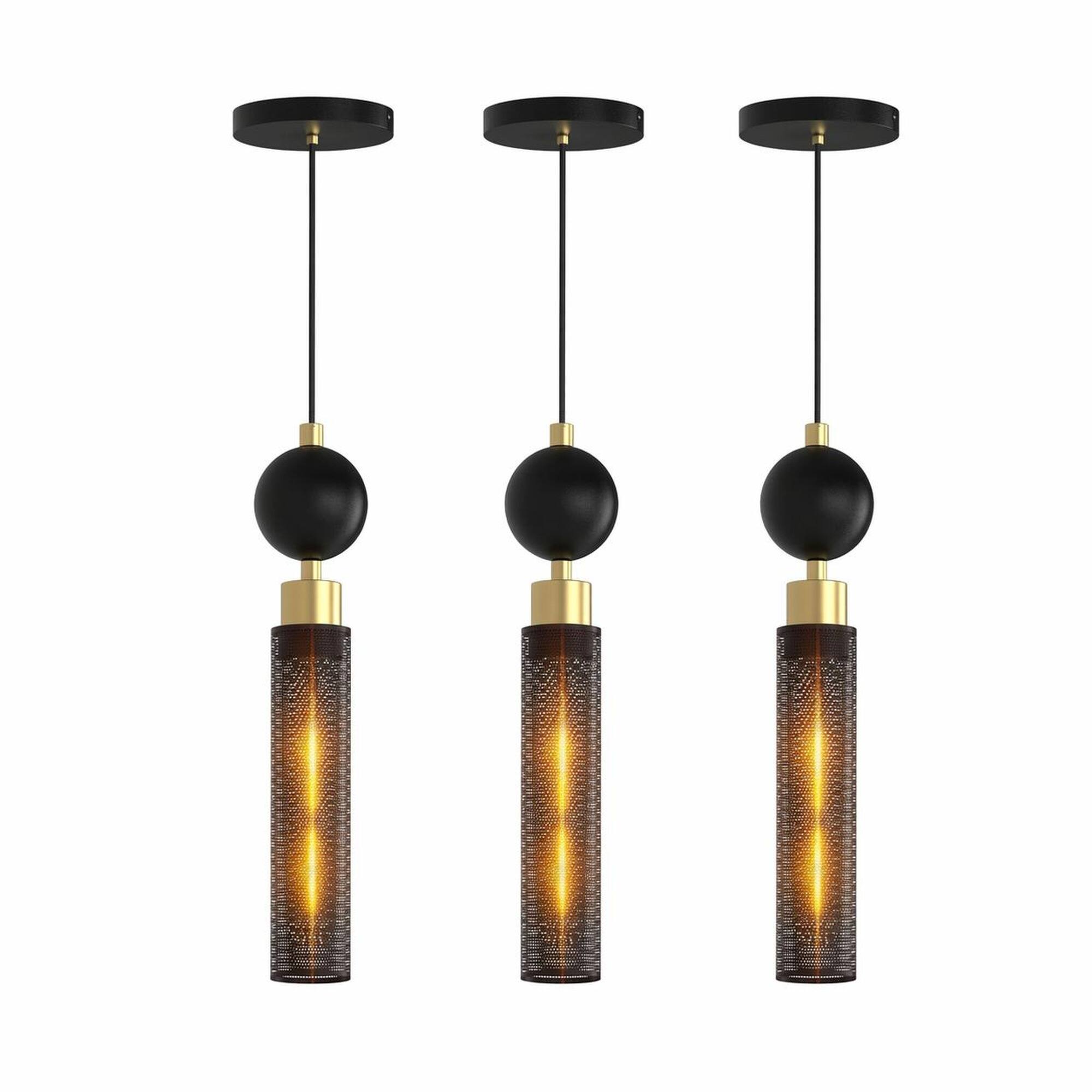 RYHNUYNE - Modern Black Wrought Iron Pendant Light with Adjustable Cord for Kitchen Island, Dining Room, and Living Room