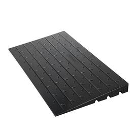 VEVOR - Rubber Threshold Ramp, 3" Rise Threshold Ramp Doorway, 3 Channels Cord Cover Rubber Solid Threshold Ramp, Rubber Angled - Black