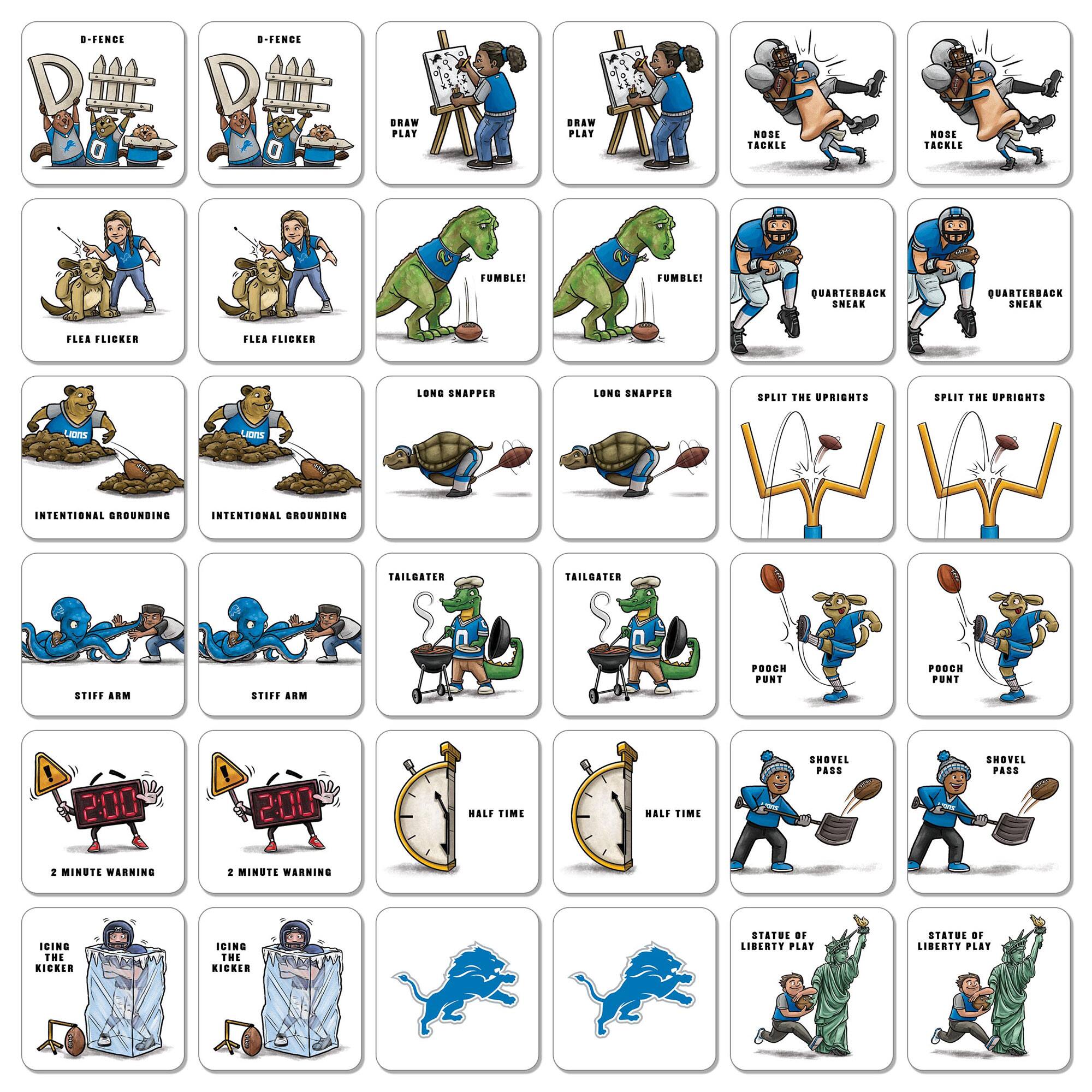 - D-FENCE
- DRAW PLAY
- NOSE TACKLE
- FUMBLE!
- FLEA FLICKER
- LONG SNAPPER
- INTENTIONAL GROUNDING
- STIFF ARM
- 2 MINUTE WARNING
- HALF TIME
- POACH PUNT
- ICING THE KICKER
- STATUE OF LIBERTY PLAY
- TAILGATER
- SHOVEL PASS
- SPLIT THE UPRIGHTS