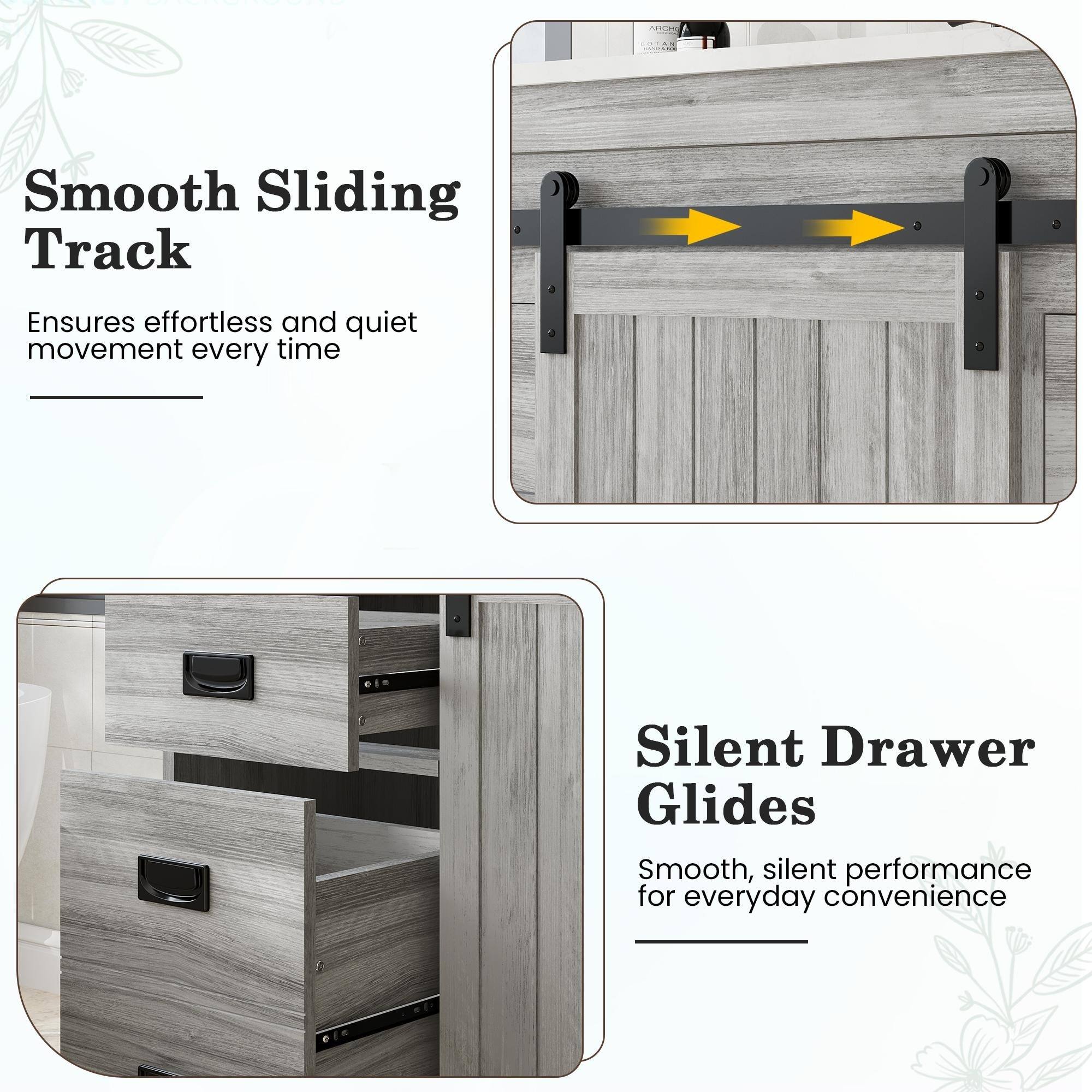 Smooth Sliding Track  
Ensures effortless and quiet movement every time  

Silent Drawer Glides  
Smooth, silent performance for everyday convenience
