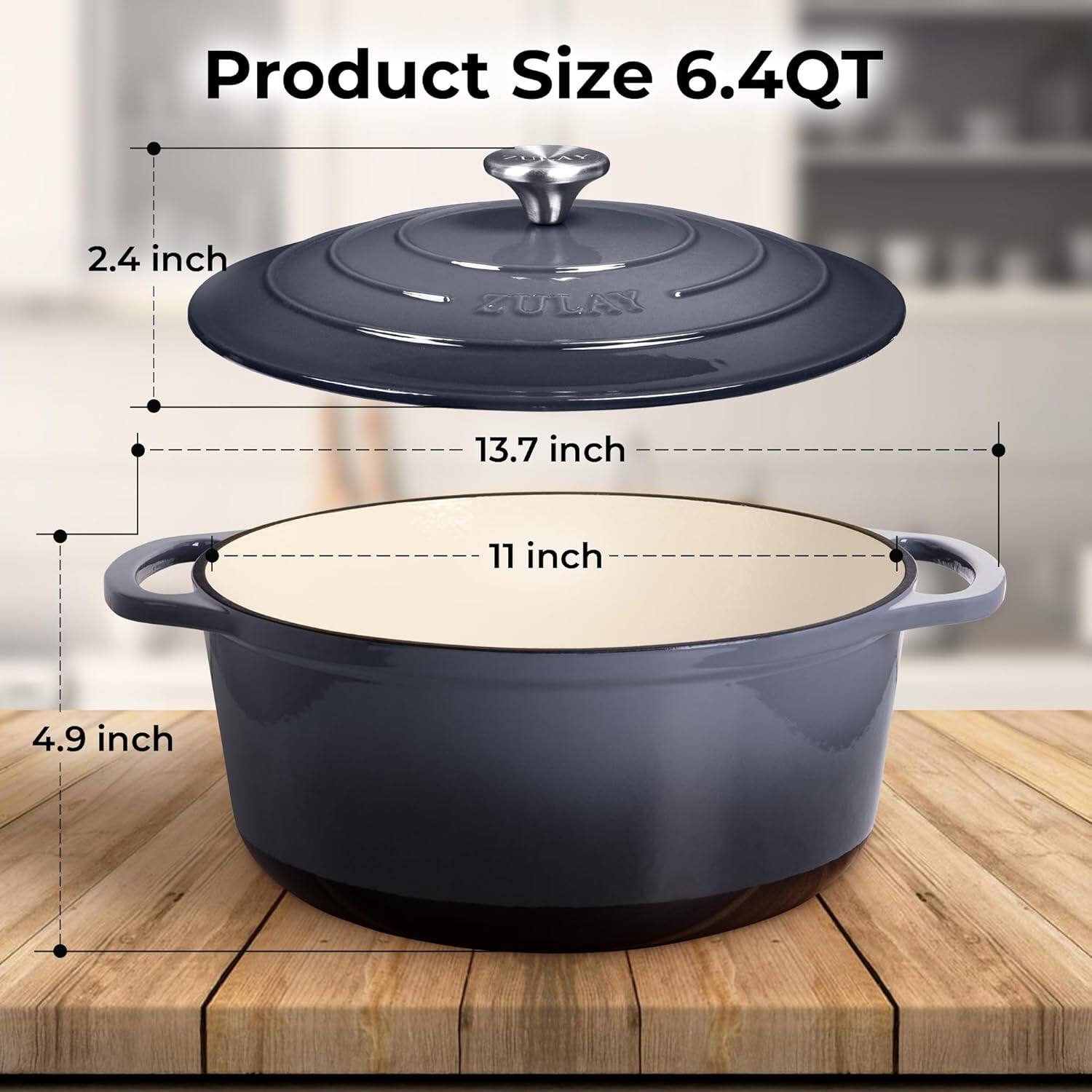 Product Size 6.4QT

- 2.4 inch
- 13.7 inch
- 11 inch
- 4.9 inch