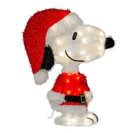 ProductWorks - Peanuts 18 Inch Snoopy Santa Pre-Lit Christmas Yard Decoration - Red, white