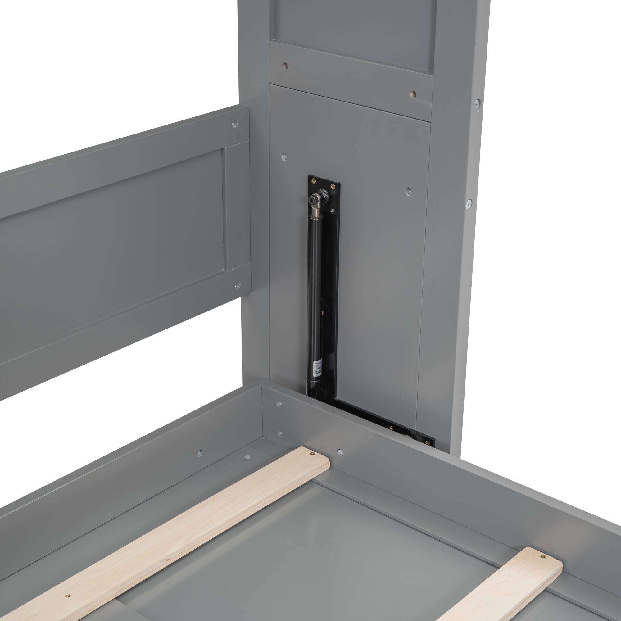 Alt View 8. Tiramisubest - Full Size Gray Murphy Wall Bed with Shelves, Solid Wood+MDF, Space-Saving - Gray.