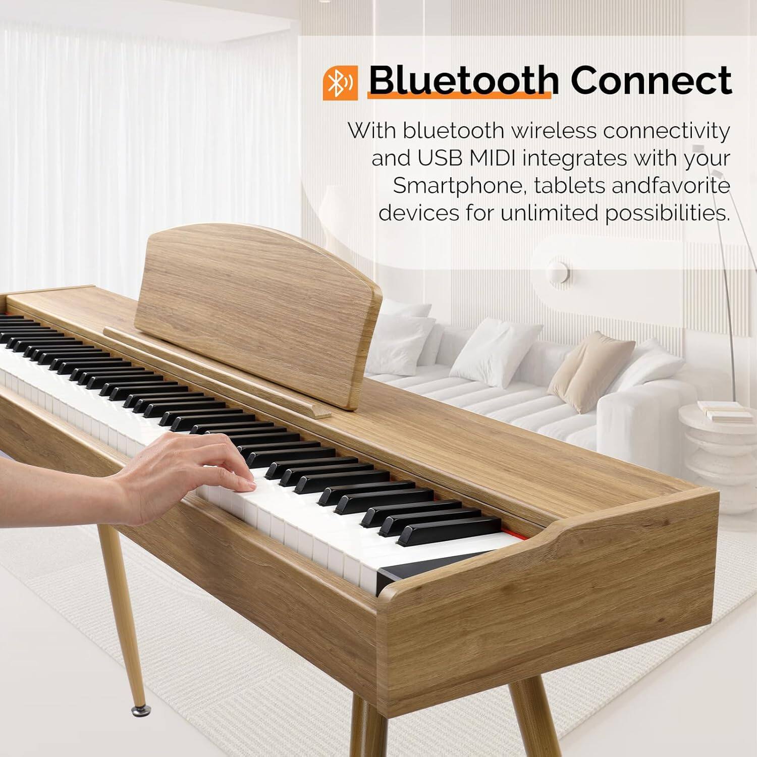 Bluetooth Connect

With bluetooth wireless connectivity and USB MIDI, it integrates with your Smartphone, tablets and favorite devices for unlimited possibilities.