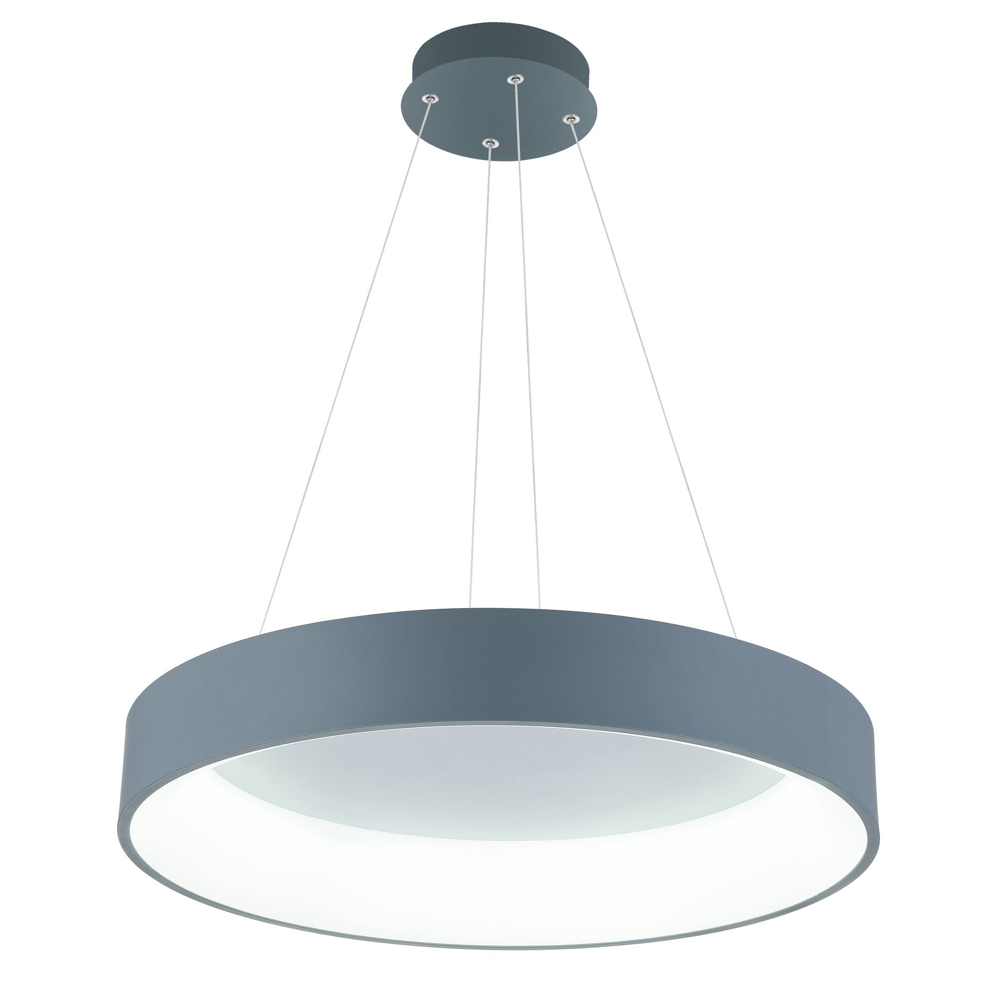 Angle. CWI Lighting - Arenal LED Drum Shade Pendant With Gray & White Finish - Gray.