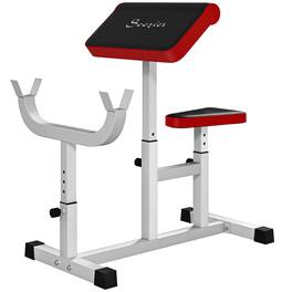 Soozier - LBS Preacher Curl Bench for Strength Training - White