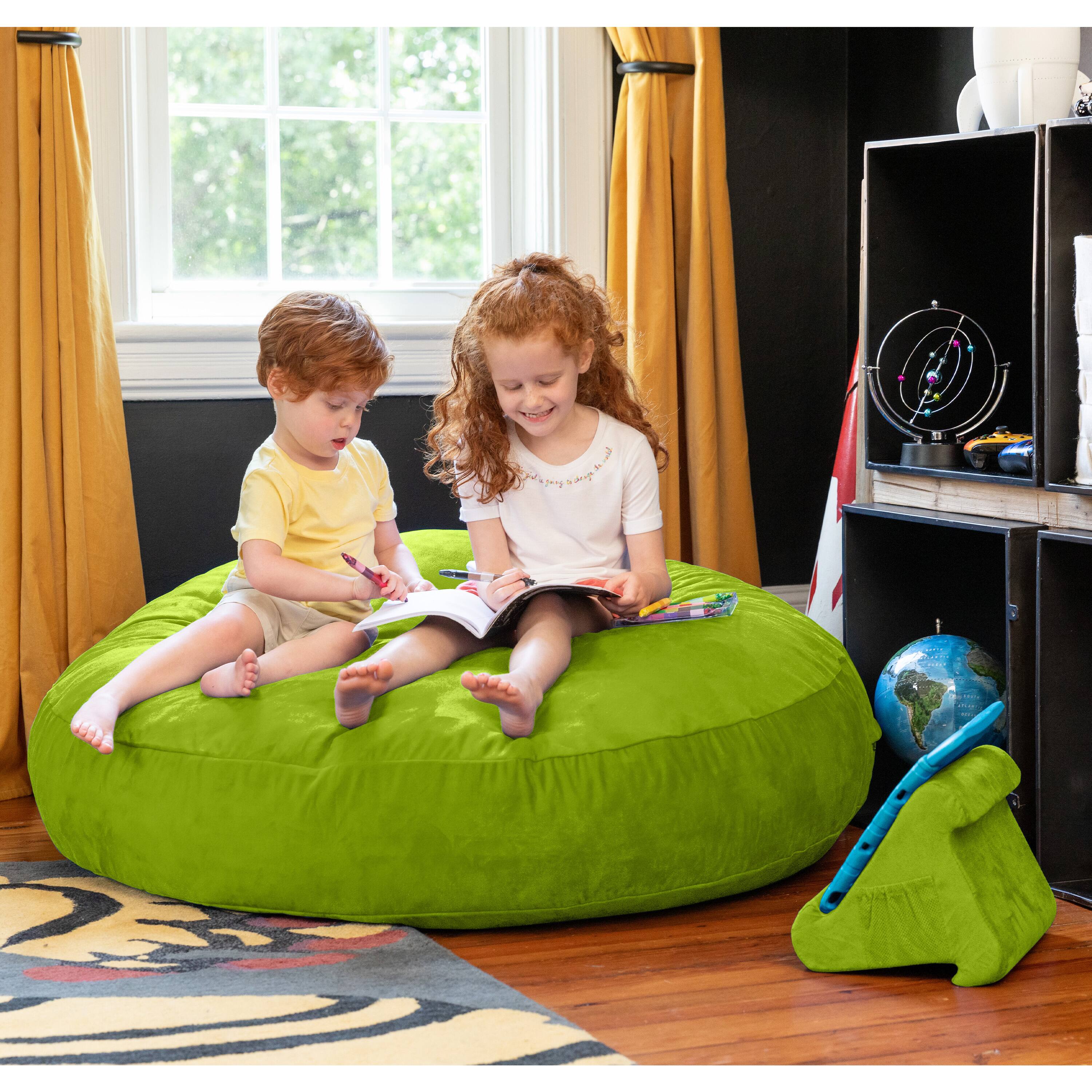 Left. Jaxx - Jaxx Cocoon 4 Foot Bean Bag Chair and Crash Pad, Lime - Lime.