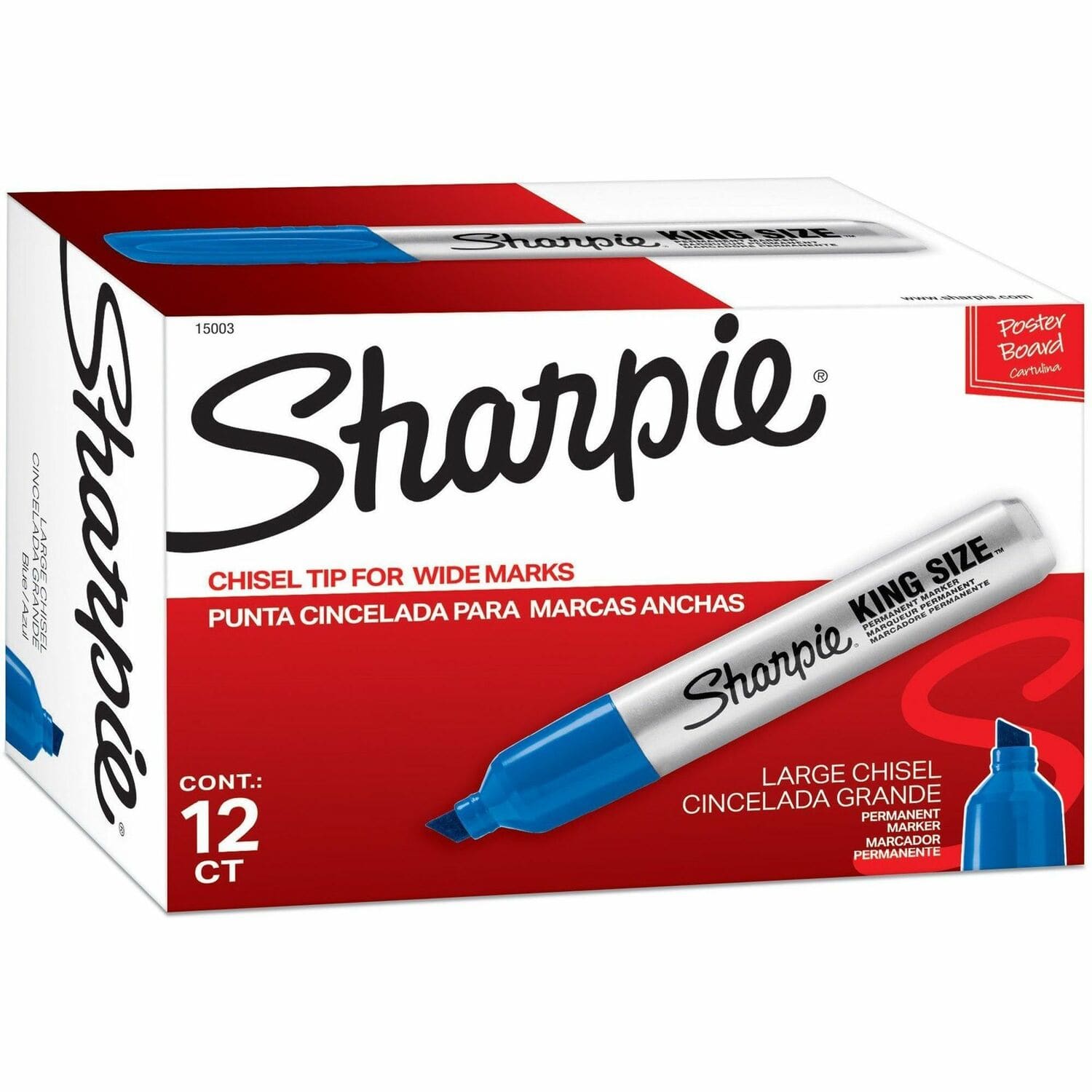 Sharpie - King Size Permanent Markers Chisel Marker Point Blue Ink Silver Plastic Barrel 1 Dozen price history on PriceWatchPro