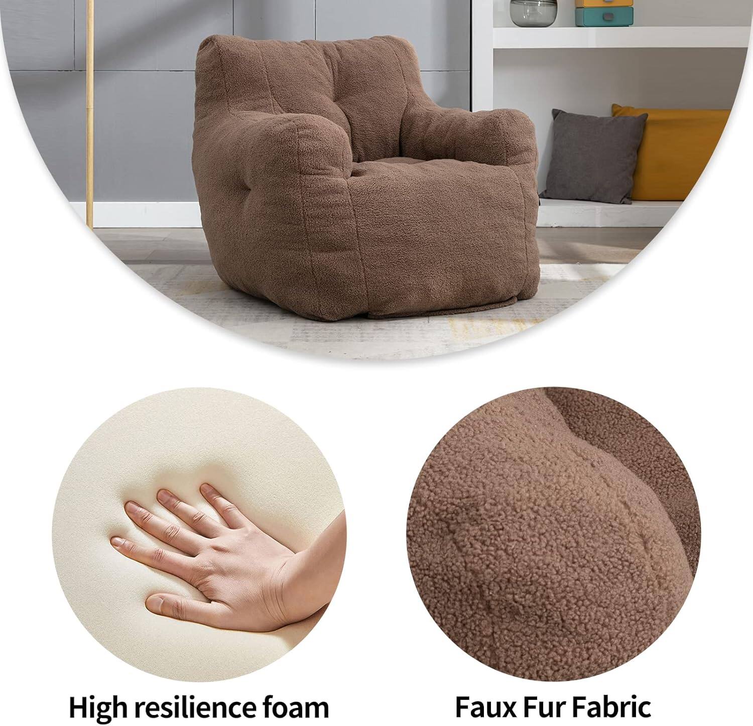 High resilience foam  
Faux Fur Fabric