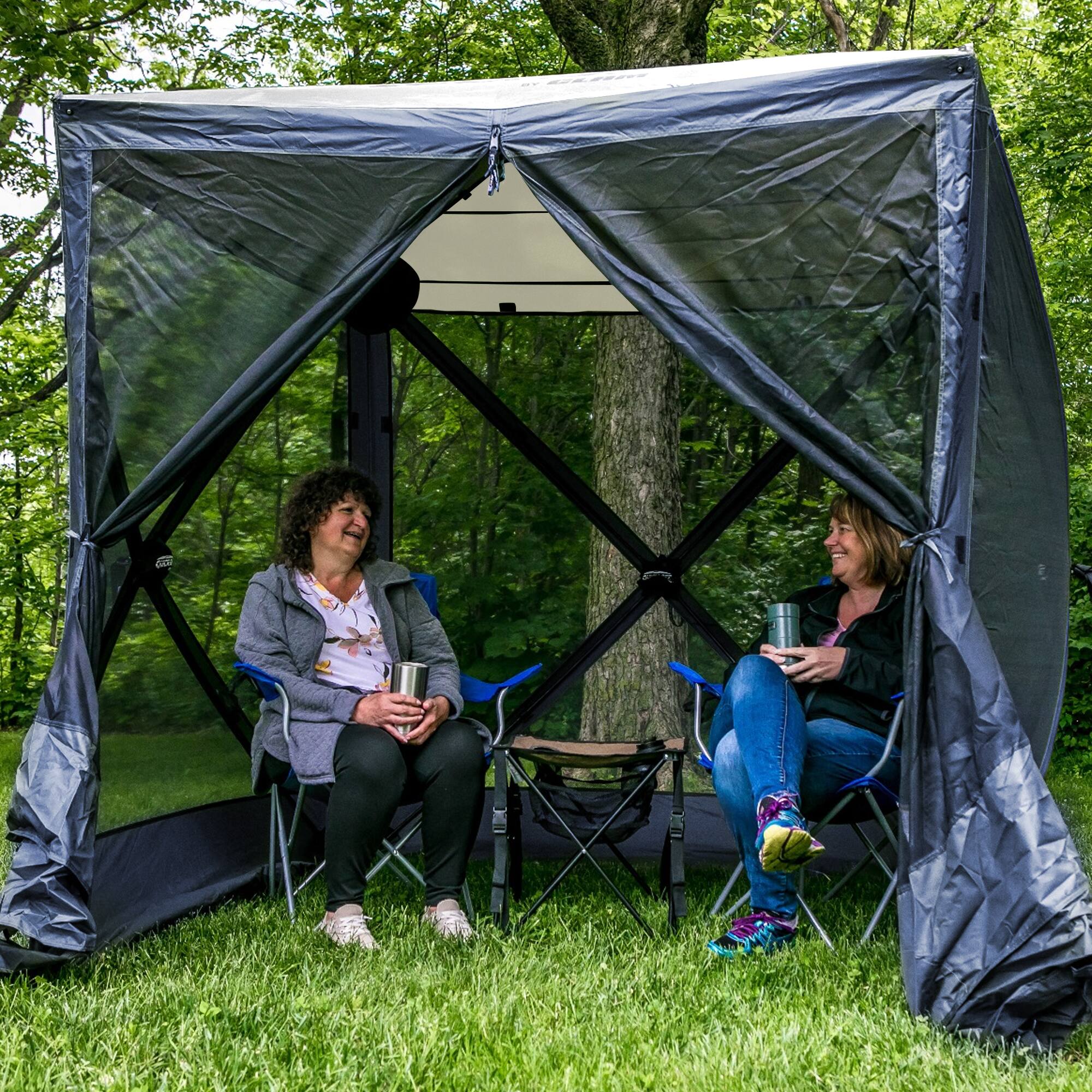 Alt View 4. Clam - CLAM Quick-Set Traveler 6 x 6 Ft Portable Outdoor 4 Sided Canopy Shelter, Blue - Blue.