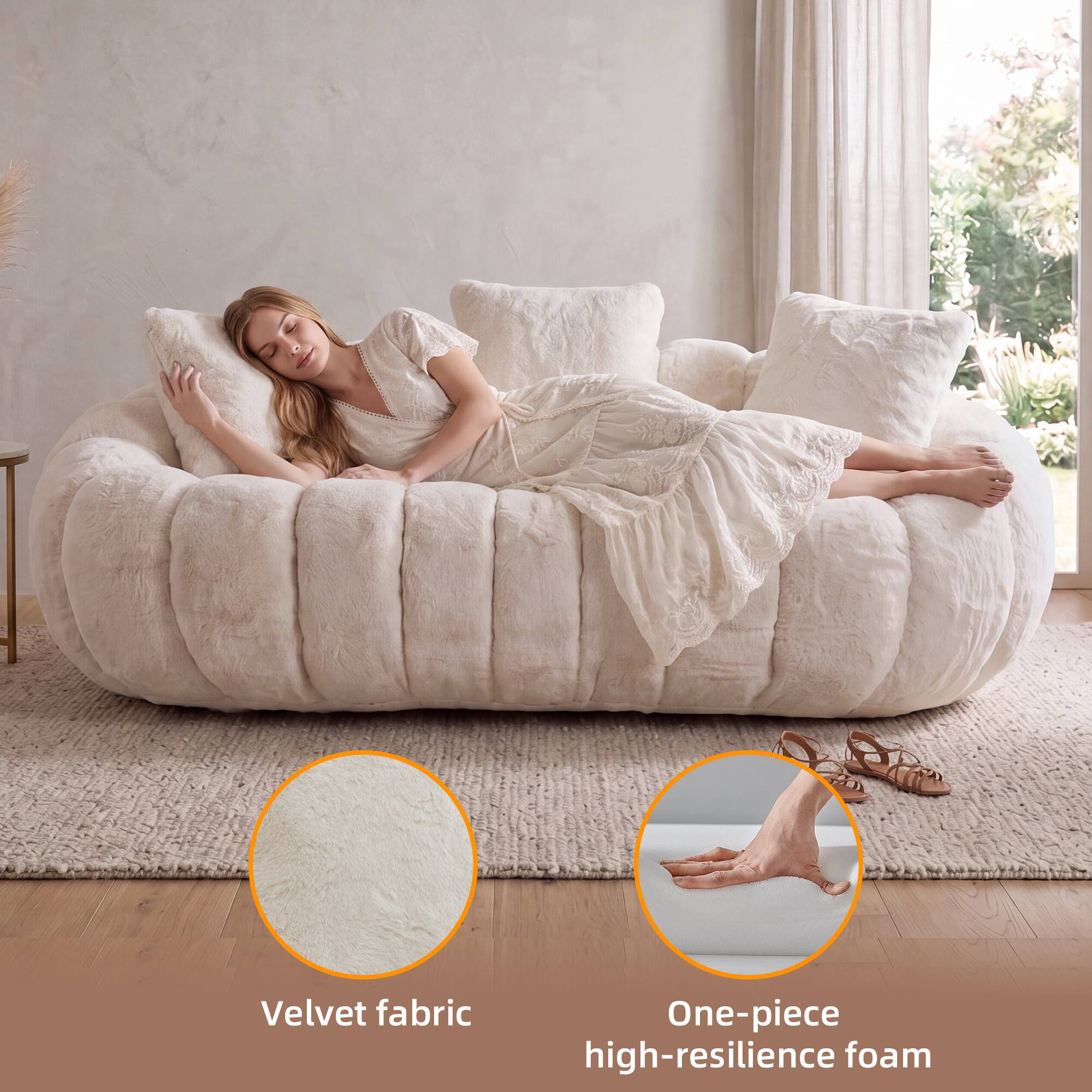 Velvet fabric  
One-piece high-resilience foam