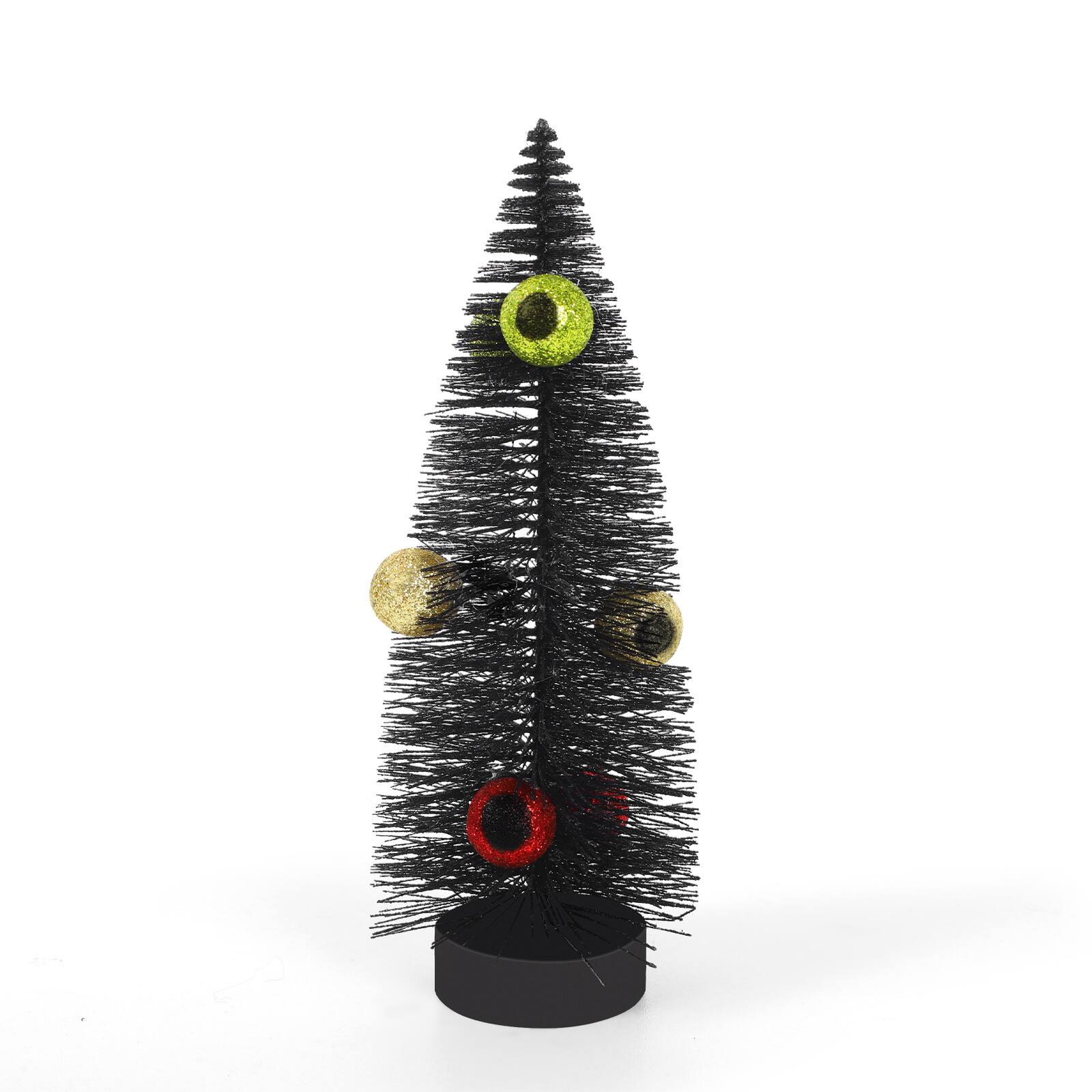 Angle. Oumilen - 8.07 Inch Black Mini Halloween Tabletop Tree with Glitter Eyeball Ornaments, Spooky Small Decor for Table Shelf Mantel - Black.