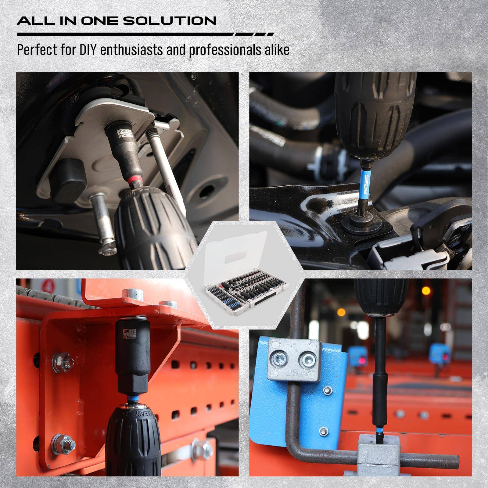 JETRANSPORT 80 piece Magnetic Impact Nut Driver Set Metric Sae