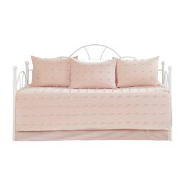 Gracie Mills - Mikel Elegance Defined Cotton Jacquard Comforter Set with Euro Shams and Throw Pillows - Pink