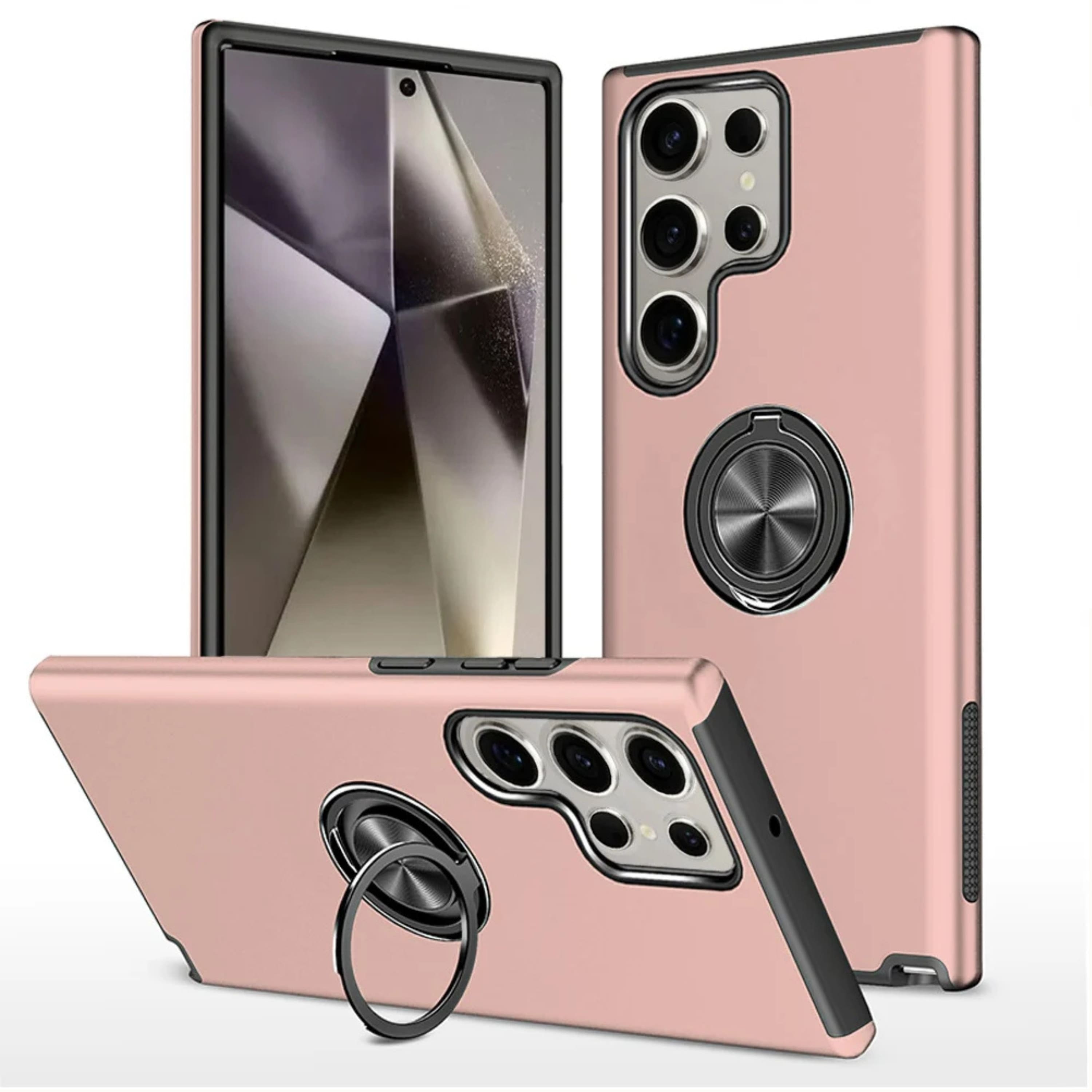 Kitcheniva - Magnetic Ring Stand Shockproof Case With Tempered Glass For Samsung S25 Ultra - Rose Gold price history on PriceWatchPro