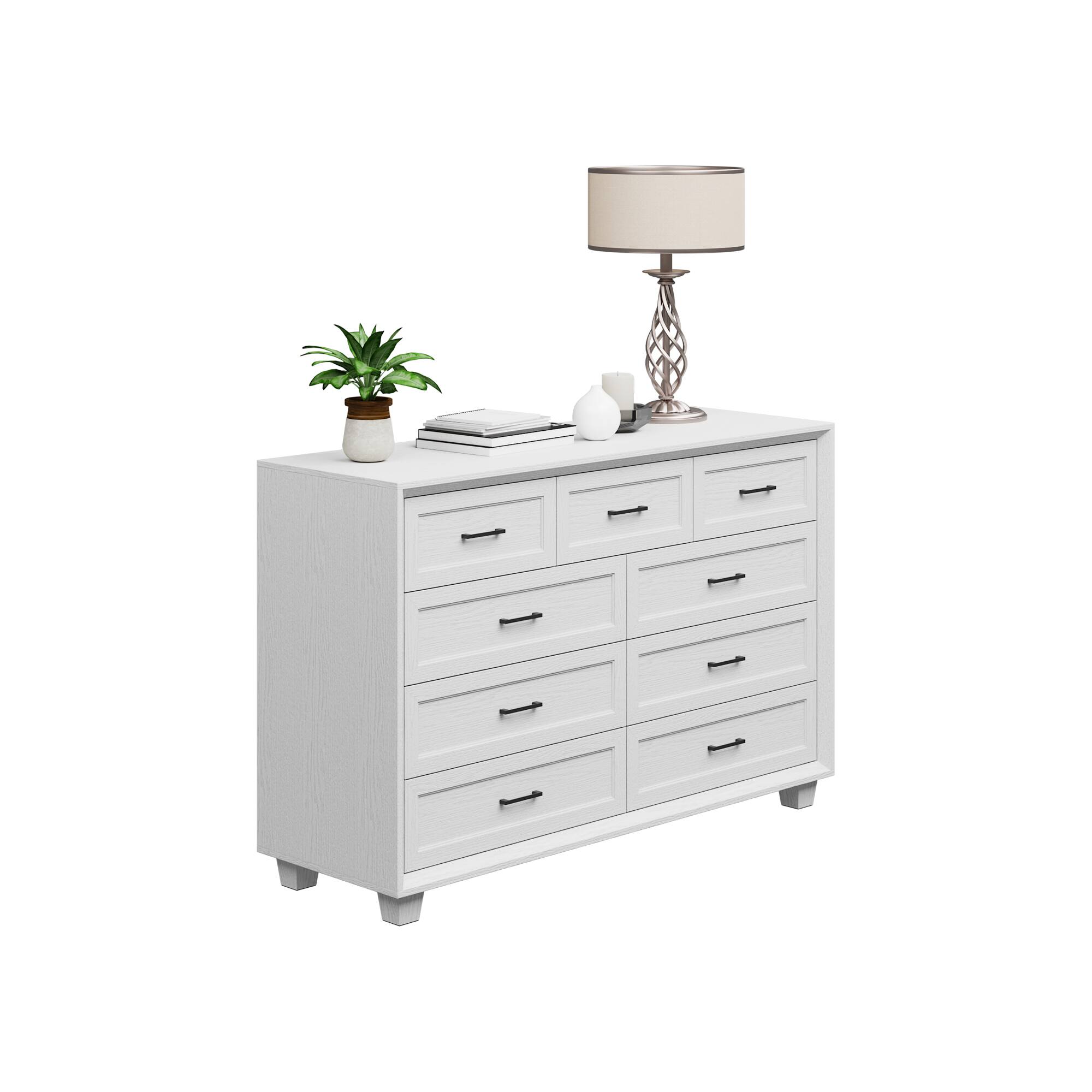 Angle. Famapy - Famapy 10 - Drawer Dresser: Elevate Bedroom Organization with Timeless Charm - White.