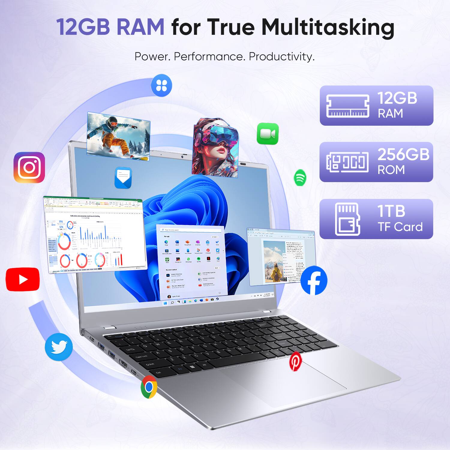 12GB RAM for True Multitasking  
Power. Performance. Productivity.  

12GB RAM  
256GB ROM  
1TB TF Card
