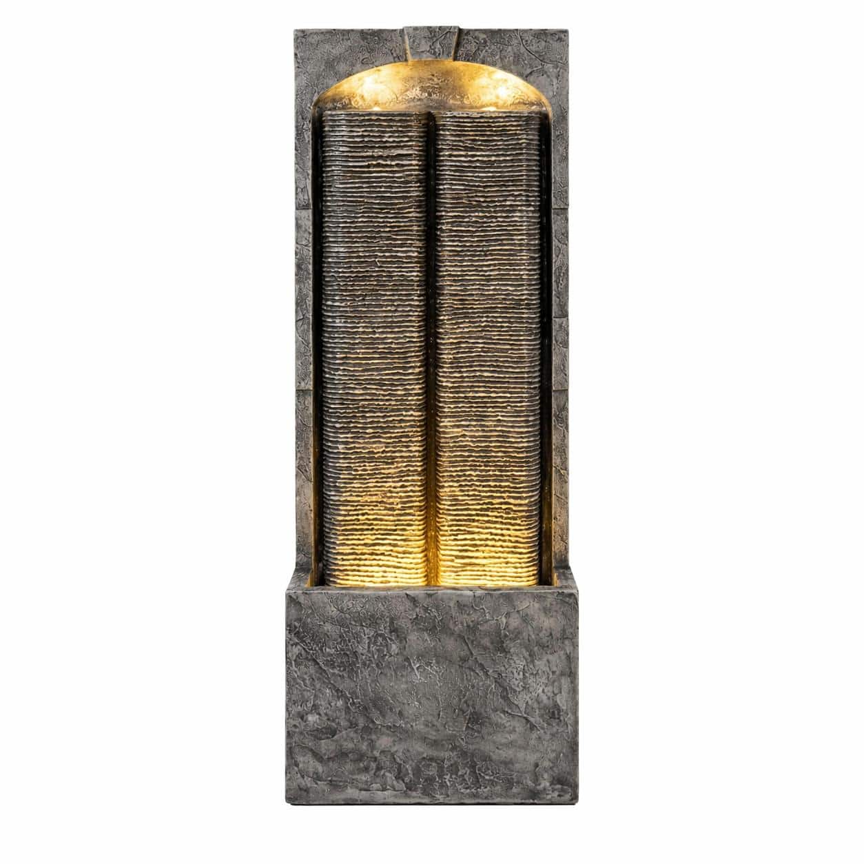 "RYHNUYNE - 39"" H Outdoor Cascading Water Fountain with LED Lights – Resin Fiberglass Freestanding Water Feature with Quiet Pump" price history on PriceWatchPro