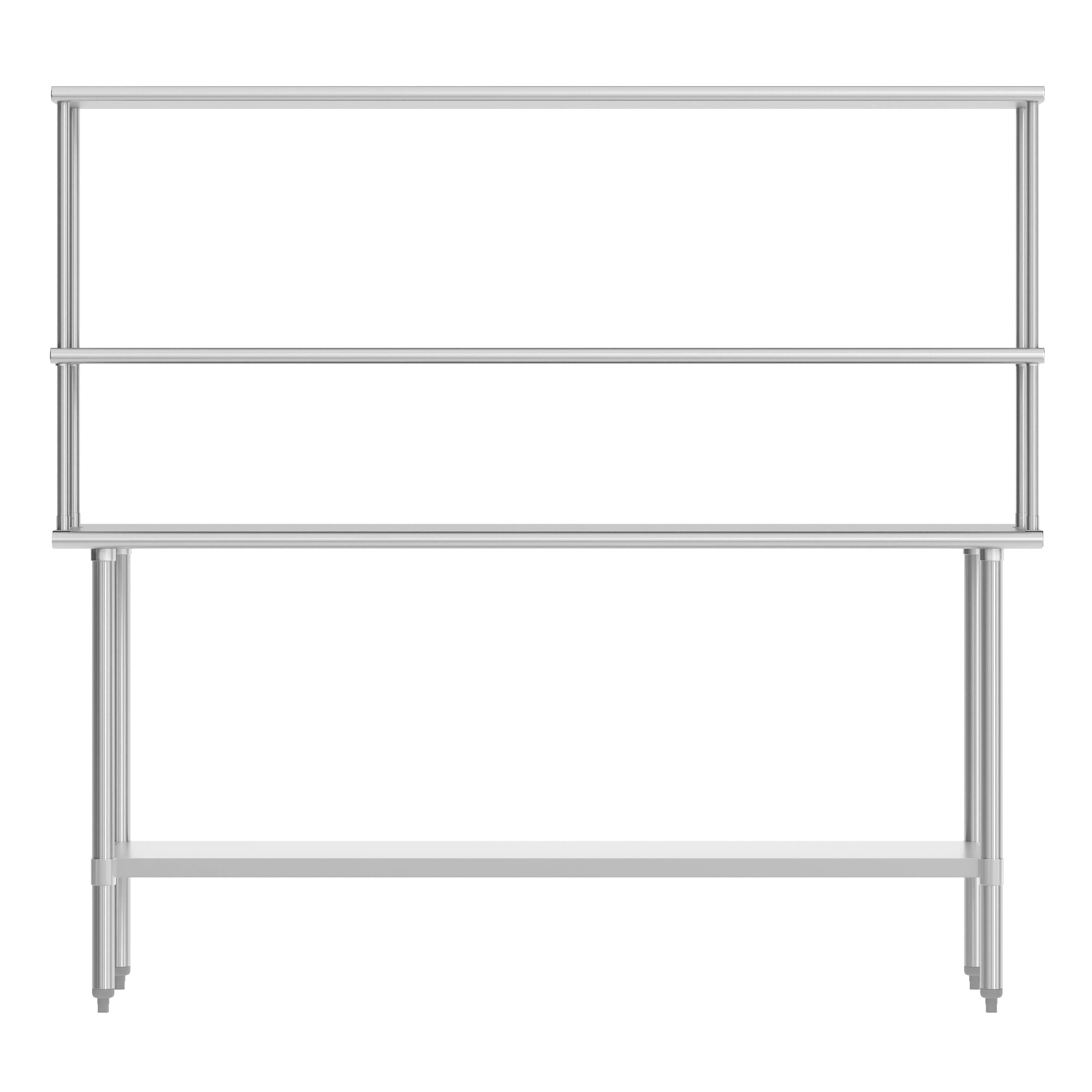 Back. Flash Furniture - Reese 24x72 Portable Prep and Work Table with NSF Certified 18 Gauge Stainless Steel Top Shelf and Double Overshelves an - Gray.