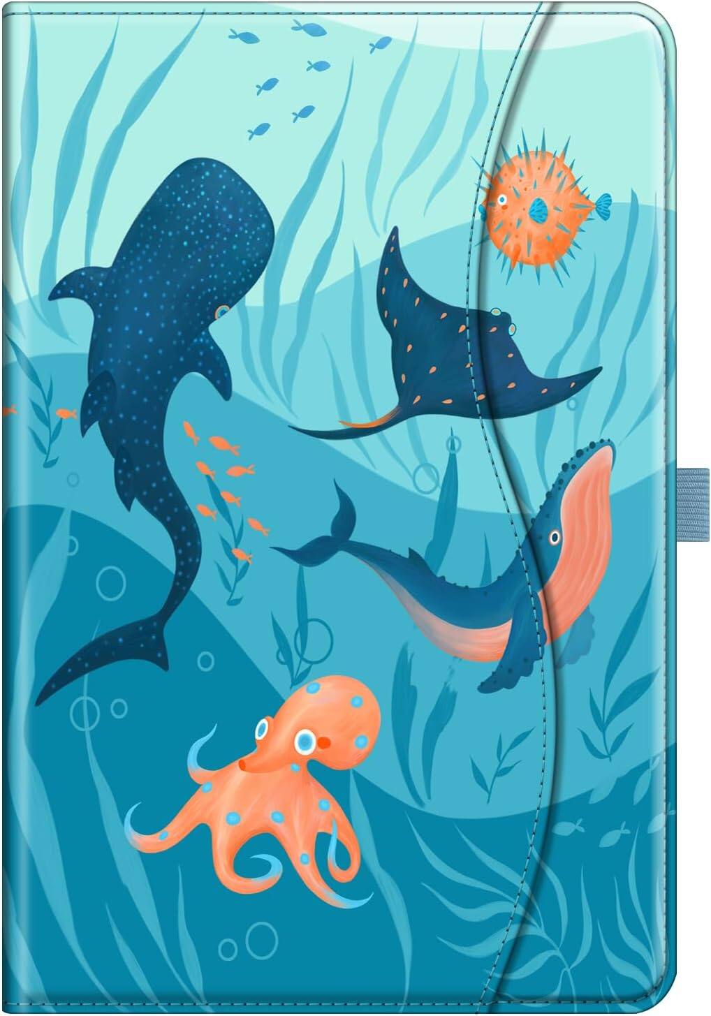 Alt View 5. Fintie - Multi-Angle Viewing Case for Samsung Galaxy Tab A11+ / Tab A9+ 11 Inch, With Front Card Pocket, Vegan Leather Exterior - Blue Ocean.