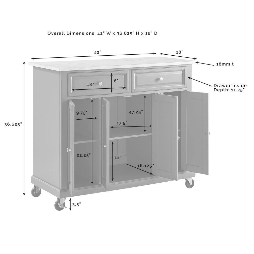 Overall Dimensions: 42" W x 36.625" H x 18" D  
Drawer Inside Depth: 11.25"  
18"  
18mm t  
18"  
6"  
9.75"  
47.25"  
36.625"  
17.5"  
22.25"  
11"  
16.125"  
3.5"