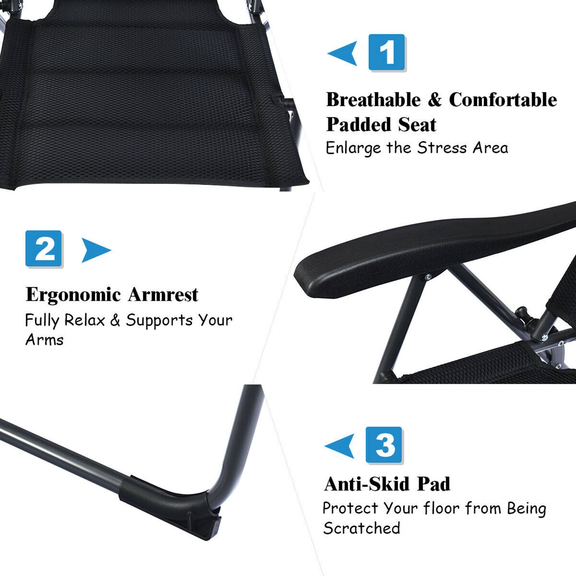 1. Breathable & Comfortable Padded Seat Enlarge the Stress Area
2. Ergonomic Armrest Fully Relax & Supports Your Arms
3. Anti-Skid Pad Protect Your floor from Being Scratched