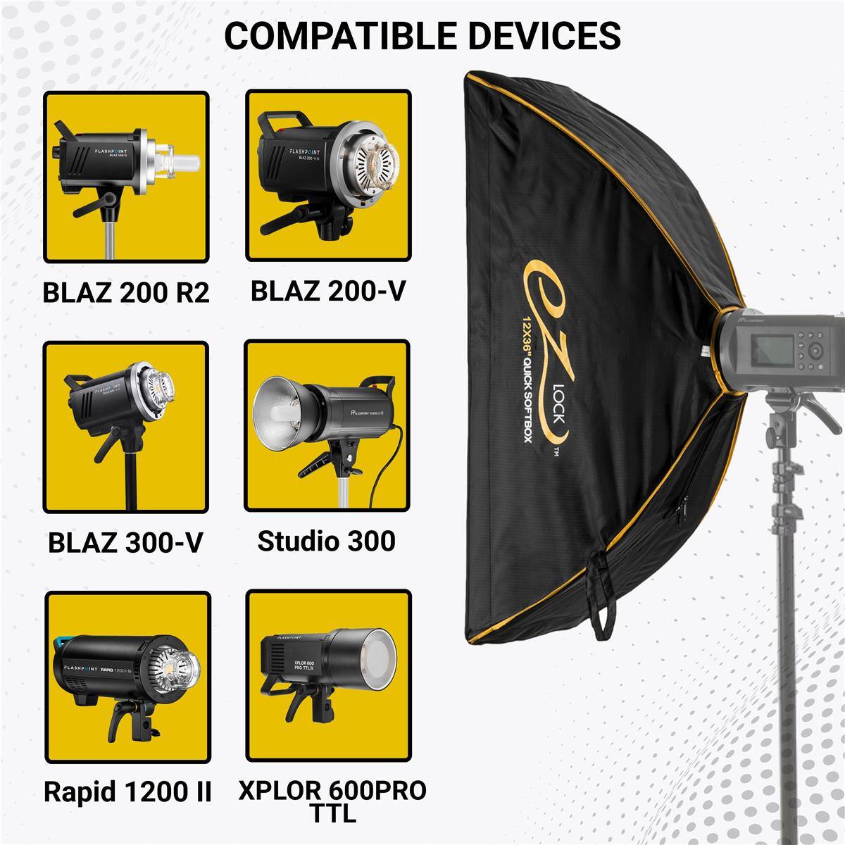 COMPATIBLE DEVICES

- BLAZ 200 R2
- BLAZ 200-V
- BLAZ 300-V
- Studio 300
- Rapid 1200 II
- XPLOR 600PRO TTL