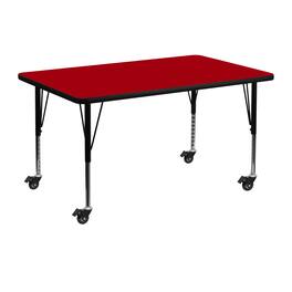 Emma + Oliver - Mobile 30x48 Rectangle Laminate Preschool Activity Table - Red