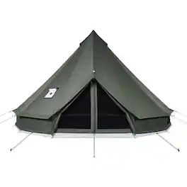 VEVOR - Canvas Bell Tent, 4 Seasons 9.84 ft Yurt Tent for Camping with Stove Jack, Canvas Breathable Holds up to 3 People - Dark Green