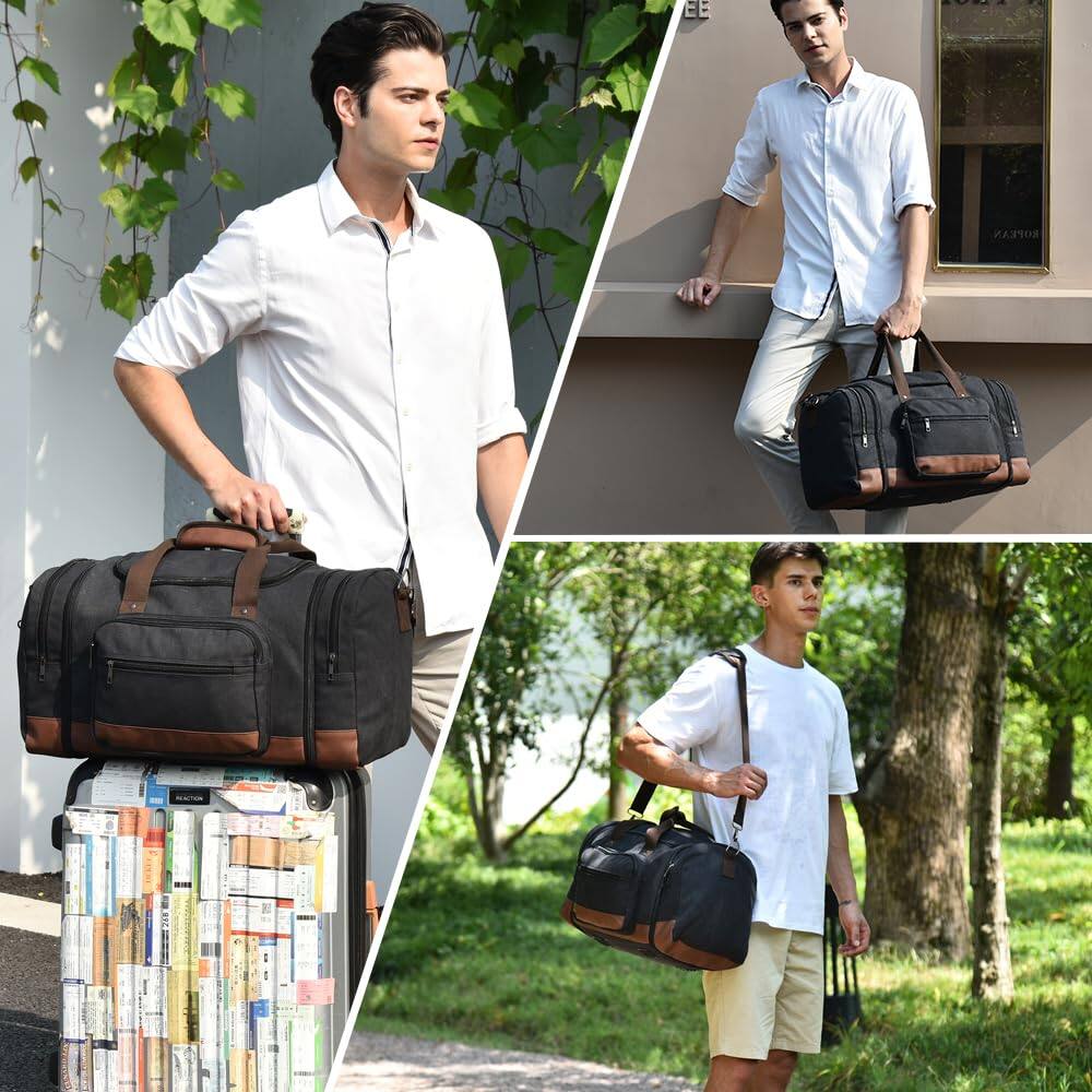 Alt View 3. Paradigms Interiors - Expandable Duffle Bag For Men Large-capacity Weekender Water-resistant Mens Bags Traveling Lightweight Dura... - I Army Green + toiletry bag.